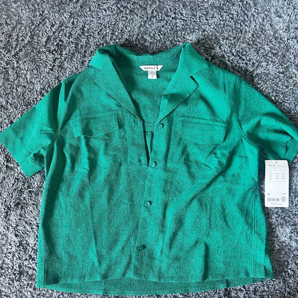 Athleta Green Button Down Shirt